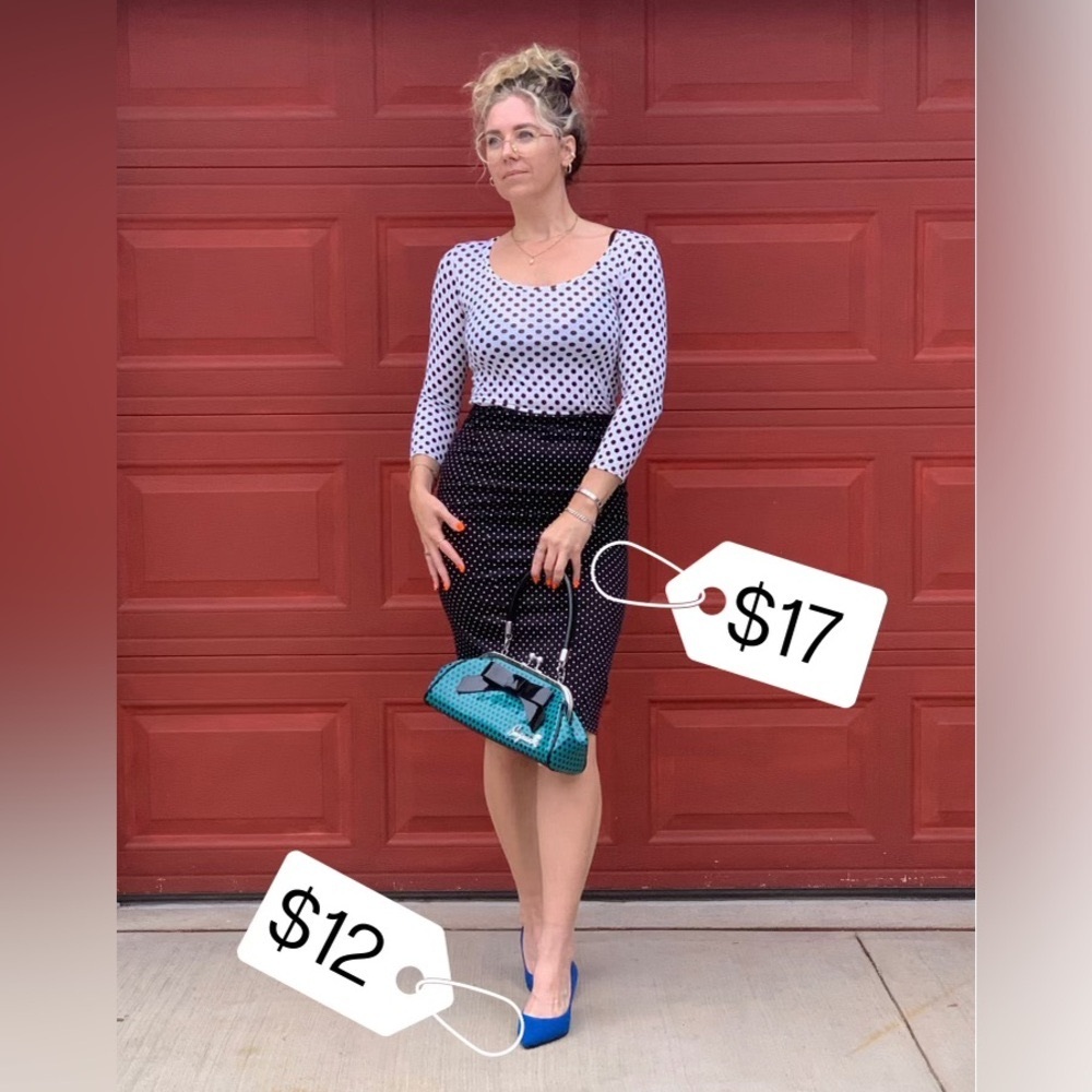 Black and white pencil skirt